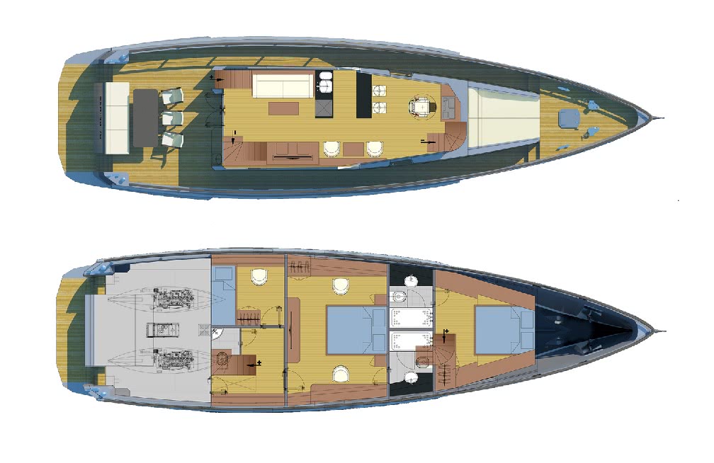 План палубы - Моторная яхта B-20 «Бекар»