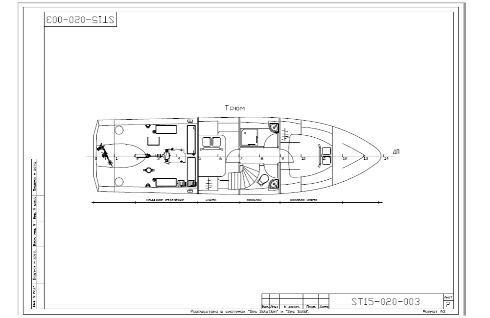 План палубы - Моторная яхта ST-15 «Бумер»